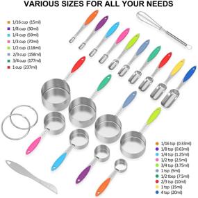 img 3 attached to 🥄 Wildone Stainless Steel Measuring Cups and Spoons Set - 20 Piece Stackable Kit, with 8 Measuring Cups, 10 Measuring Spoons, 1 Leveler & 1 Whisk, for Precise Measurement of Dry and Liquid Ingredients