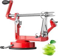 effortlessly peel, slice, and core apples, pears, and potatoes with the apple peeler slicer corer – stainless steel blades and strong suction (red) logo