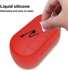 img 1 attached to 🎧 Alquar Silicone Case for Skullcandy Sesh & Sesh Evo - Anti-Lost, Shockproof Protective Case w/ Keychain - Easy Carrying, Red, Skullcandy Sesh Evo Earbuds Case Cover