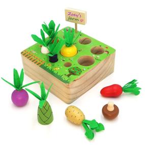 img 4 attached to 🍇 AFOUNDA Монтессори деревянная игрушка для малышей: яркая сортировка фигур овощей и фруктов для изучения в детском саду, развитие мелкой моторики