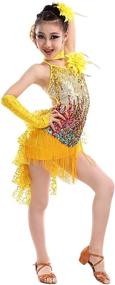 img 2 attached to Sequined Dance Outfits for Girls - Latin, Salsa, and Ballroom Costumes (Ages 4-13)