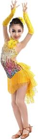 img 1 attached to Sequined Dance Outfits for Girls - Latin, Salsa, and Ballroom Costumes (Ages 4-13)