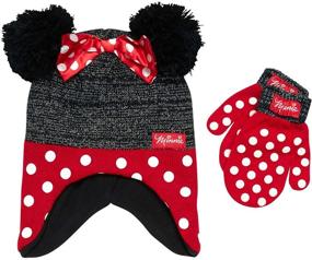 img 4 attached to 🎀 Adorable Disney Minnie Mouse Winter Hat and Mitten/Glove Set for Toddler/Little Girls