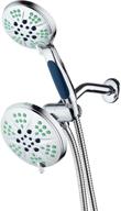 🚿 deluxe hotel spa notilus: antimicrobial high-pressure luxury 3-in-1 rain shower spa combo with 2-zone antimicrobial anti-clog nozzles - 6 settings, 6'' size, anti-slip grip, metal fittings, stainless steel hose, chrome finish logo