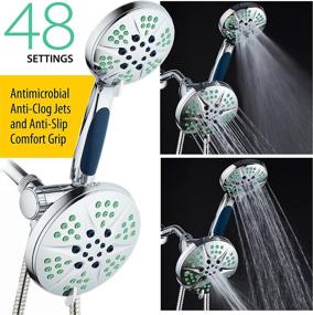 img 3 attached to 🚿 Deluxe Hotel Spa NOTILUS: Antimicrobial High-Pressure Luxury 3-in-1 Rain Shower Spa Combo with 2-Zone Antimicrobial Anti-Clog Nozzles - 6 Settings, 6'' Size, Anti-Slip Grip, Metal Fittings, Stainless Steel Hose, Chrome Finish