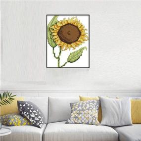 img 2 attached to BeAhity Pre-Printed Stamped Cross Stitch Kit 11CT - The Sunflower: Perfect DIY Art Craft for Beginners, 9.5x13.4 inch