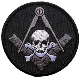 img 1 attached to ⚒️ Widow's Son Skull & Crossbones Square & Compass Patch - Masonic Emblem [Black, Grey & White][3'' Diameter]