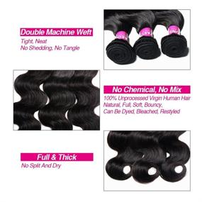 img 2 attached to 🌟 YAEONS 8A Brazilian Virgin Hair Body Wave 3 Bundles - 10, 12, 14 inch - 100% Unprocessed Human Hair Weave