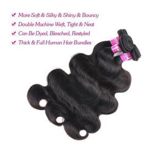 img 1 attached to 🌟 YAEONS 8A Brazilian Virgin Hair Body Wave 3 Bundles - 10, 12, 14 inch - 100% Unprocessed Human Hair Weave