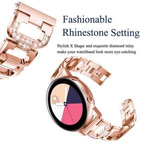 img 3 attached to 📿 YOFUNTLE Bling Metal Jewelry Bracelet Strap Replacement for Samsung Galaxy Watch Active 2/Galaxy Watch 3 41mm Women, 20mm Compatible with Galaxy Watch 4/Galaxy Watch 4 Classic (Dark Rose Gold)