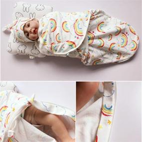 img 2 attached to Rainbow Baby Swaddle Wrap Newborn Cotton Blanket - Complete Sleeping Sack Set with Sleeping Bag, Crib Wrap, Hat, Gloves, and Burp Cloth