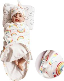 img 3 attached to Rainbow Baby Swaddle Wrap Newborn Cotton Blanket - Complete Sleeping Sack Set with Sleeping Bag, Crib Wrap, Hat, Gloves, and Burp Cloth