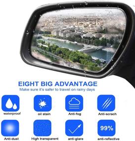 img 3 attached to 🔍 Улучшите безопасность и видимость с 8-ми дюймовой дождевой плёнкой для зеркала заднего вида - нано-покрытие для чистых, гарантированных боковых окон и зеркал.