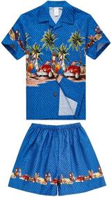 img 4 attached to 🚗 Stylish Blue Cars 4 Boy Hawaiian Aloha Luau Shirt and Shorts 2 Piece Cabana Set