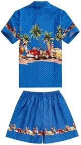 img 3 attached to 🚗 Stylish Blue Cars 4 Boy Hawaiian Aloha Luau Shirt and Shorts 2 Piece Cabana Set