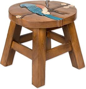 img 4 attached to Artfully Crafted Bluebird Acacia Hardwood Short Stool: A Decorative Accent Piece for Any Space