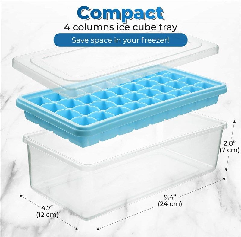 Ice Cube Tray With Lid and Bin  36 Mini Nuggets Ice Tray For