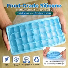 Ice Cube Tray With Lid and Bin, 2*36 Nugget Food Grade Tray ,Easy Release  Flexible Ice Cube Molds Comes with Ice Container, Scoop and Cover BPA Free