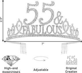 img 3 attached to 🎉 Тиара и повязка на 55-летие серебряного цвета - идеальный женский подарок со всеми украшениями, праздничными принадлежностями, хрустальной короной и атласной повязкой, празднование 55-летия как 55&Фабулосити!