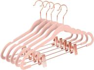 pack of 20 premium velvet pants hangers with clips - slim skirt hangers, non-slip 👖 felt outfit dress hangers in blush pink, copper/rose gold hooks - space saving shirt clothes hangers логотип