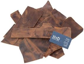 img 3 attached to Premium Bourbon Brown Leather Scraps with Scars for Arts & Crafts: 8 in. Plus Long, Assorted Widths (12 oz Pack) by Hide & Drink