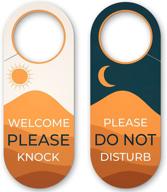 🚪 do not disturb door hanger sign / welcome please knock - 2 pack - universal fit - 9 x 3.5" - ideal hanging signs for bedroom, hotel, or home office to ensure privacy and restrict unwanted entry logo