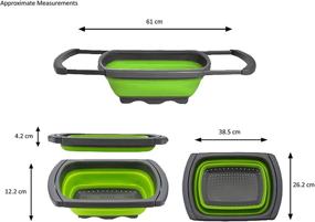 img 3 attached to 🥗 Convenient Collapsible Over the Sink Silicone Colander Set - Expandable Handles, 3-piece (Green)