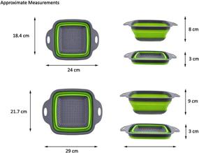 img 2 attached to 🥗 Convenient Collapsible Over the Sink Silicone Colander Set - Expandable Handles, 3-piece (Green)