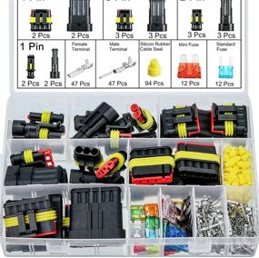 img 4 attached to ⚡️ Набор водонепроницаемых автомобильных проводных разъемов Jabtraxx 240 шт. с 5-30 предохранителями: идеально подходит для электрических соединений в автомобилях, мотоциклах, грузовиках, лодках.