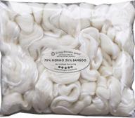 premium merino bamboo combed top roving: super soft spinning fiber felting wool for hand spinning, needle felting, wet felting, soap making, dryer balls, and more. pure natural white shade. logo