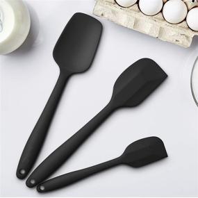 img 1 attached to 🔥 High Heat-Resistant Silicone Spatula Set - 3-Piece Ergonomic Handle Spatulas with Stainless Steel Core, Non-Stick Rubber and Sleek Black Design