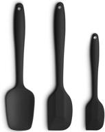 🔥 high heat-resistant silicone spatula set - 3-piece ergonomic handle spatulas with stainless steel core, non-stick rubber and sleek black design logo