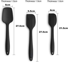 img 3 attached to 🔥 High Heat-Resistant Silicone Spatula Set - 3-Piece Ergonomic Handle Spatulas with Stainless Steel Core, Non-Stick Rubber and Sleek Black Design