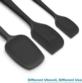 img 2 attached to 🔥 High Heat-Resistant Silicone Spatula Set - 3-Piece Ergonomic Handle Spatulas with Stainless Steel Core, Non-Stick Rubber and Sleek Black Design