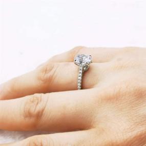 img 1 attached to 💍 Потрясающее кольцо для помолвки Bo.Dream с овальным силуэтом 2 карата / 3 карата, покрытое родием, из стерлингового серебра с кубическим цирконием: Сияющее обещание элегантности