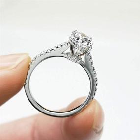 img 2 attached to 💍 Потрясающее кольцо для помолвки Bo.Dream с овальным силуэтом 2 карата / 3 карата, покрытое родием, из стерлингового серебра с кубическим цирконием: Сияющее обещание элегантности