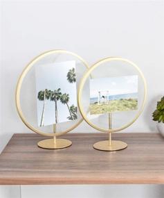 img 3 attached to 🖼️ Umbra Infinity Picture Frame, Brass Finish, 4X6 Floating Photo Display for Desk or Wall
