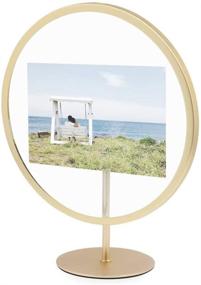 img 1 attached to 🖼️ Umbra Infinity Picture Frame, Brass Finish, 4X6 Floating Photo Display for Desk or Wall