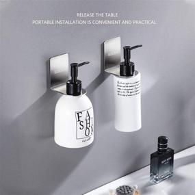 img 1 attached to 🧴 Convenient Non-Drilling Shower Gel Bottle Rack with Shampoo and Soap Dispenser - Adhesive Wall Mounted Holder (2 PACK, 1L+1S)