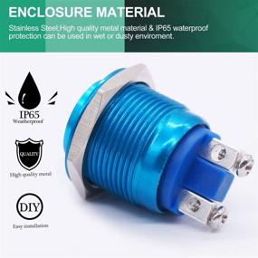 img 3 attached to Twidec / 19Mm Waterproof Blue Metal Shell Momentary Raised Top Push Button Switch 3A/12~250V SPST 1NO Start Button For Car Modification Switch （Quality Assurance For 1 Years）M-19-BU-G