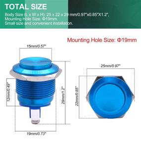 img 2 attached to Twidec / 19Mm Waterproof Blue Metal Shell Momentary Raised Top Push Button Switch 3A/12~250V SPST 1NO Start Button For Car Modification Switch （Quality Assurance For 1 Years）M-19-BU-G