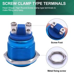 img 1 attached to Twidec / 19Mm Waterproof Blue Metal Shell Momentary Raised Top Push Button Switch 3A/12~250V SPST 1NO Start Button For Car Modification Switch （Quality Assurance For 1 Years）M-19-BU-G