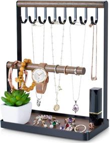 img 4 attached to 📿 PAMANO 3-Tier Jewelry Stand Holder: Organize Necklaces, Bracelets, Rings & Watches Effortlessly - Black
