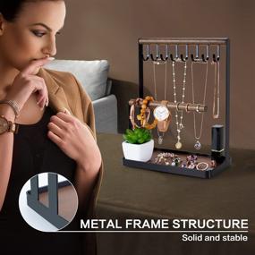 img 2 attached to 📿 PAMANO 3-Tier Jewelry Stand Holder: Organize Necklaces, Bracelets, Rings & Watches Effortlessly - Black
