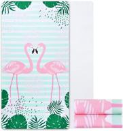 🏖️ premium flamingo beach towel - 31.5 x 58.3 inches - pink and green logo