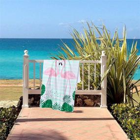 img 2 attached to 🏖️ Premium Flamingo Beach Towel - 31.5 x 58.3 inches - Pink and Green