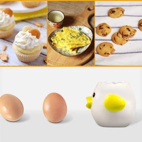 img 1 attached to 🥚 Vceyhim Ceramic Egg Separator - Simple and Practical Yellow Egg Yolk and White Separator - Cute Cartoon Style Baking Assistant Kitchen Tool