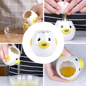 img 2 attached to 🥚 Vceyhim Ceramic Egg Separator - Simple and Practical Yellow Egg Yolk and White Separator - Cute Cartoon Style Baking Assistant Kitchen Tool