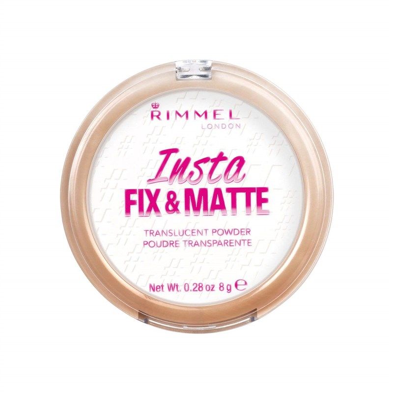 get a flawless finish with rimmel insta fix & matte setting powder, translucent, 0.28 ounce logo