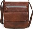 aaron leather crossbody zipper caramel women's handbags & wallets logo